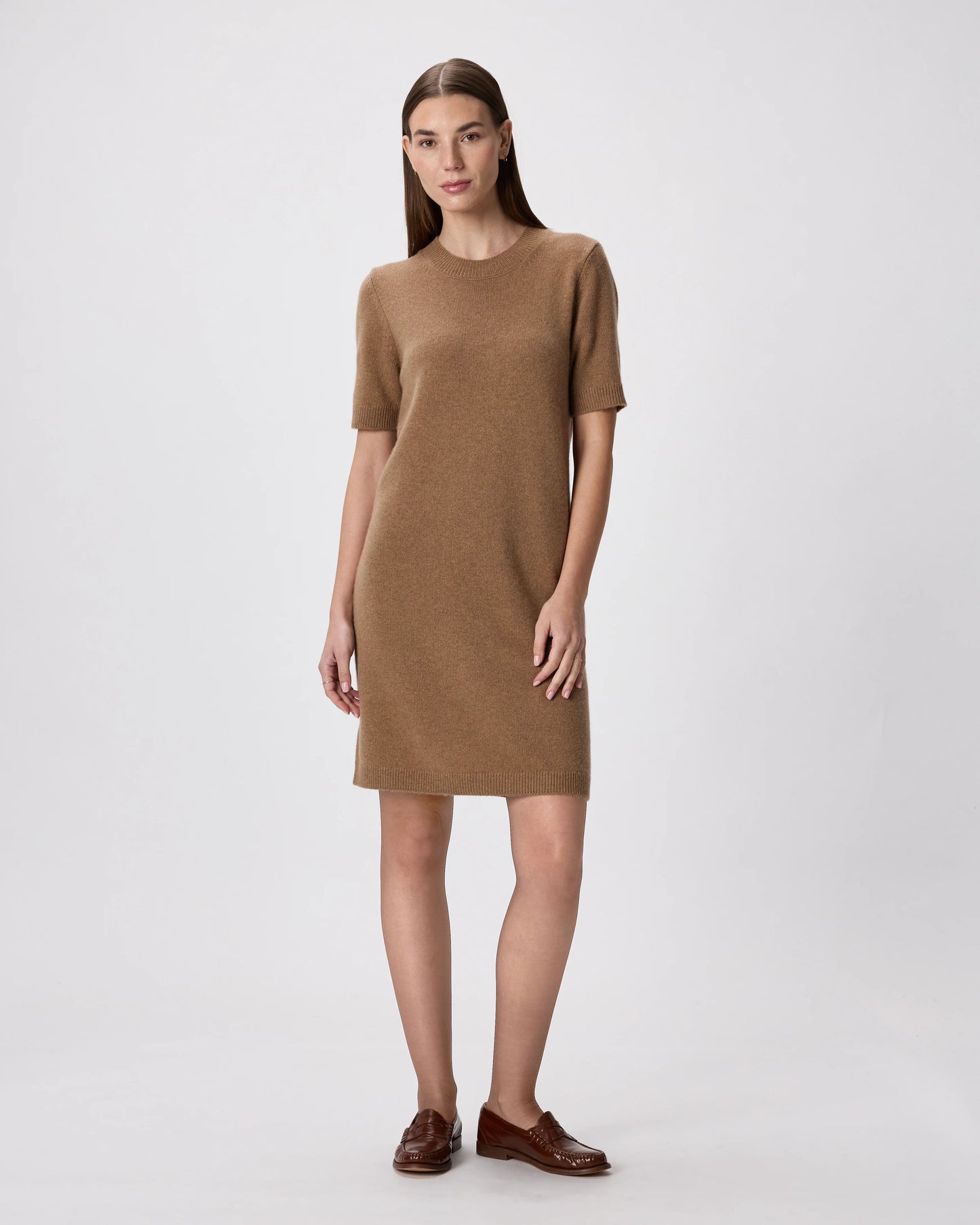 Mongolian Cashmere Short Sleeve Mini Dress - XS / Faded Denim