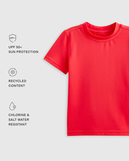 Short Sleeve Rash Guard Top - 2T / Coral Orange