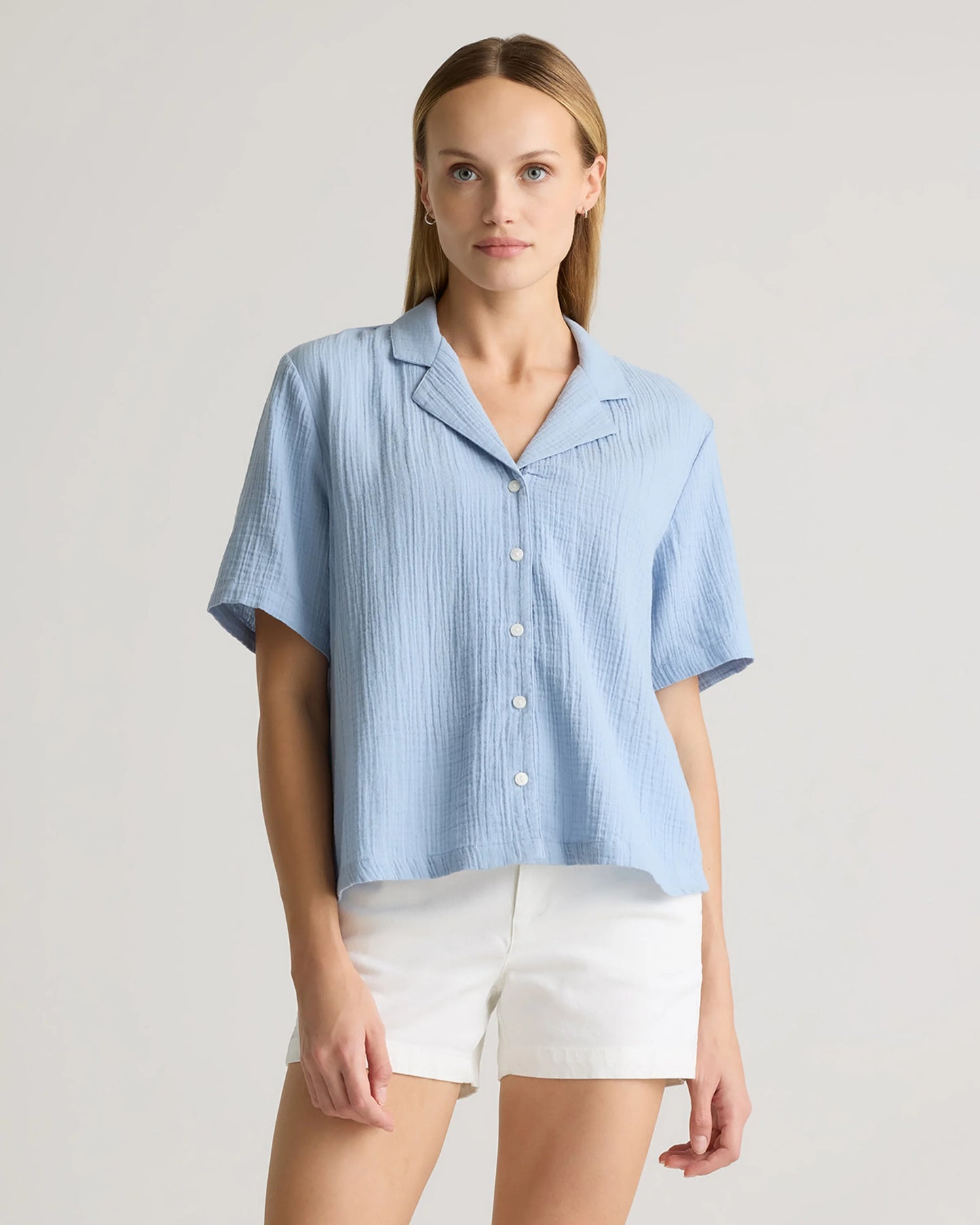 100% Organic Cotton Gauze Short Sleeve Shirt - XS / Amaranth Pink
