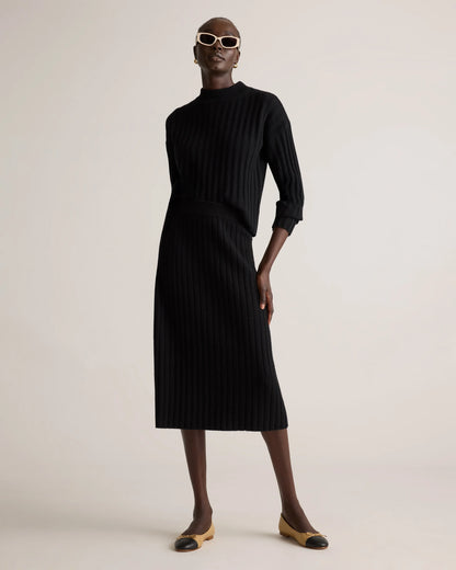 Mongolian Cashmere Midi Skirt - XS / Brown
