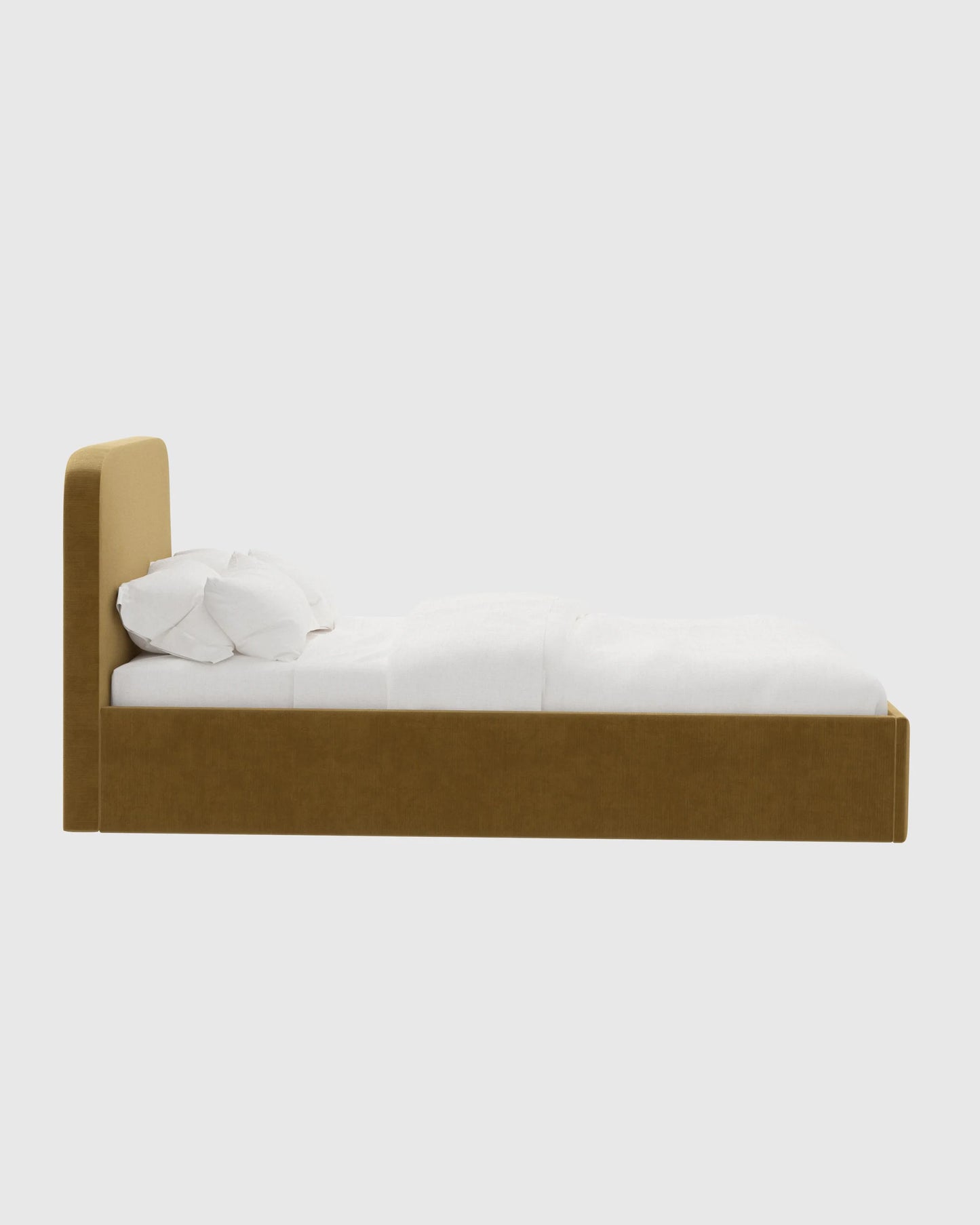 Curved Bed in Performance Velvet - Full / Walnut