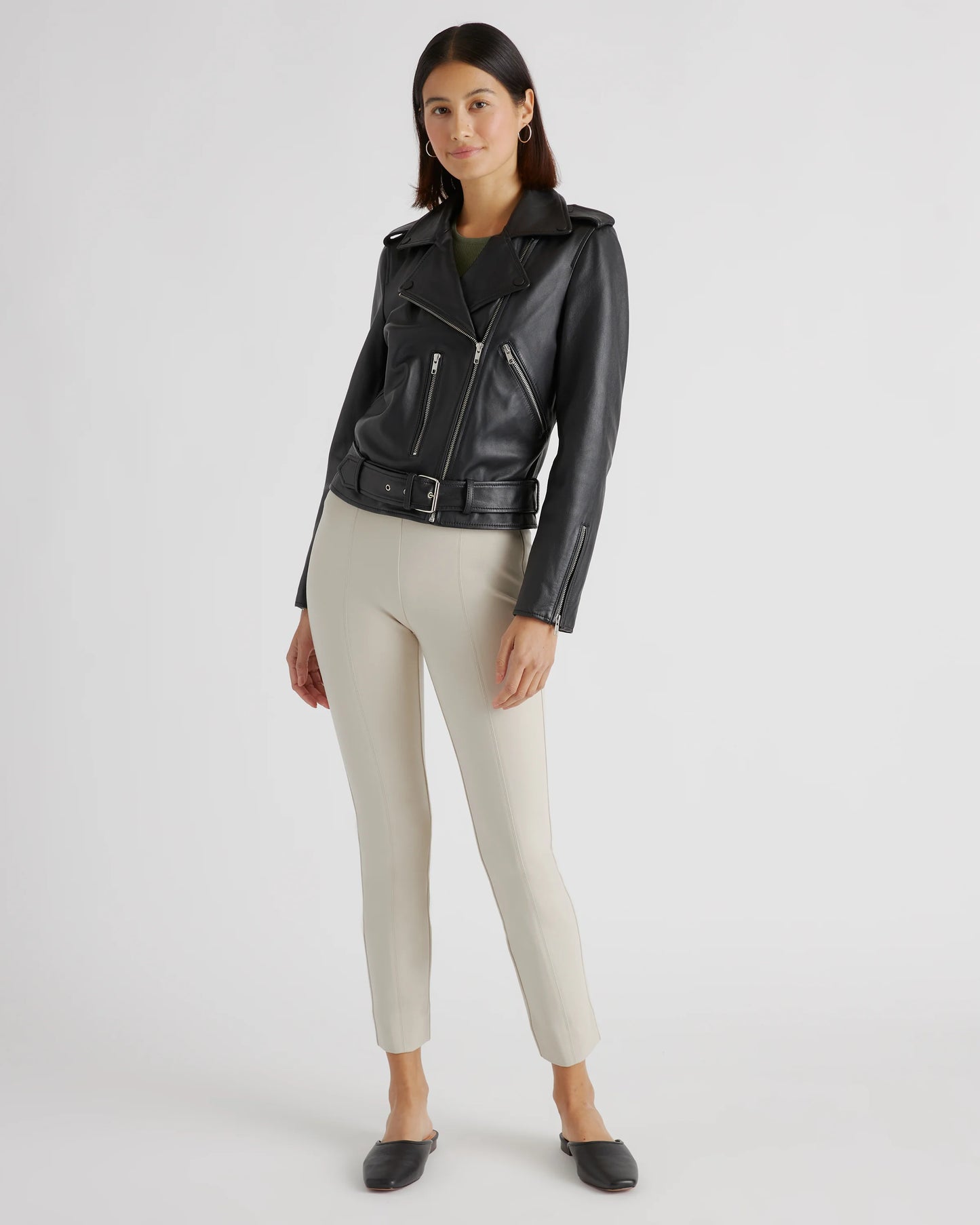 Ultra-Stretch Ponte Pintuck Ankle Pants - XS / Black