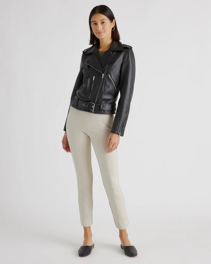 Ultra-Stretch Ponte Pintuck Ankle Pants - XS / Black