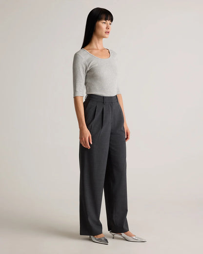 Italian Wool Pleated Trouser - 0 / Black