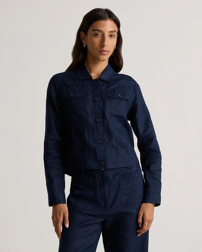 100% European Linen Jacket - XS / Flax