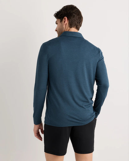 Flowknit Breeze Performance Long Sleeve Polo - XS / Heather Black