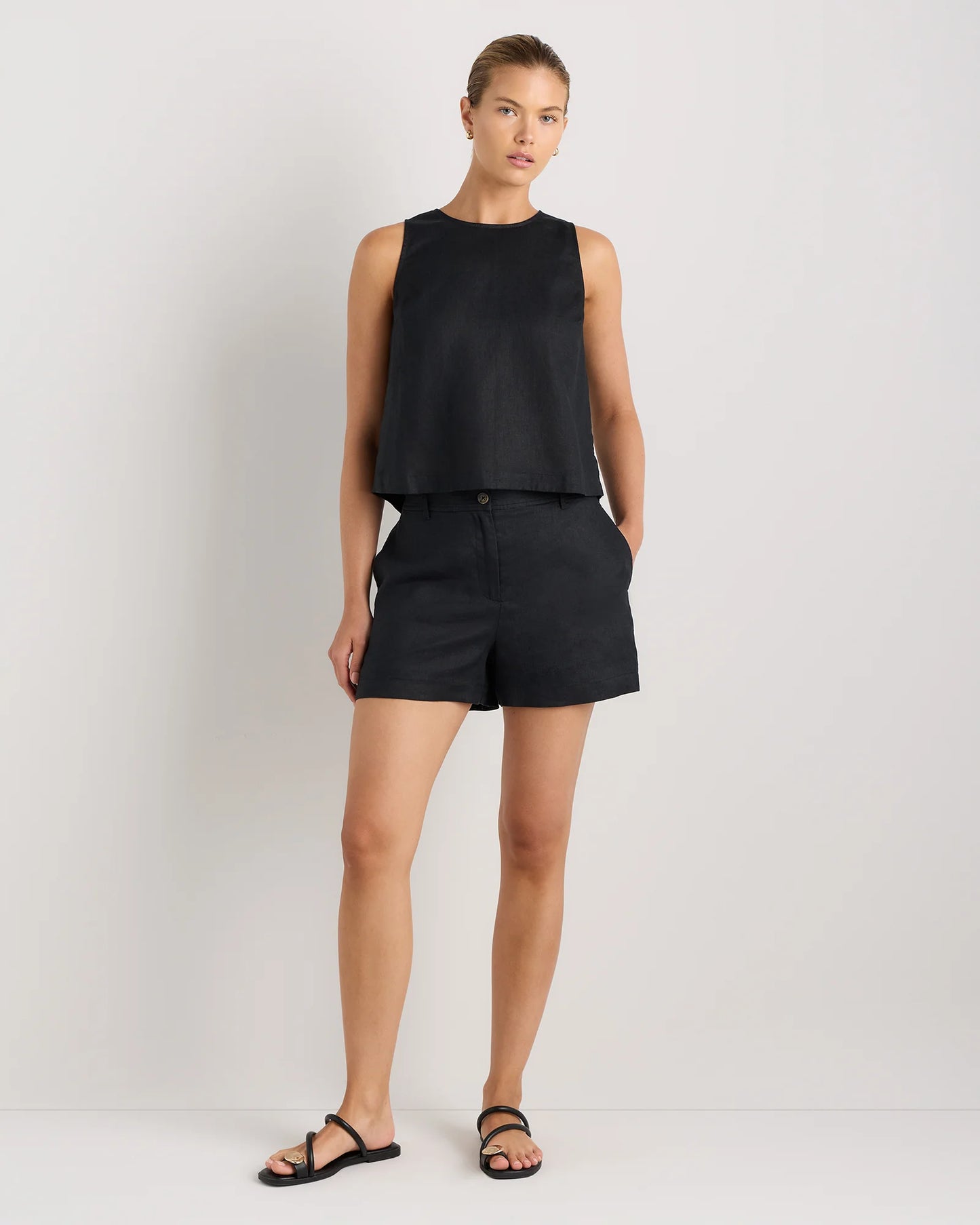 100% European Linen Trouser Shorts - 0 / Bayberry Olive