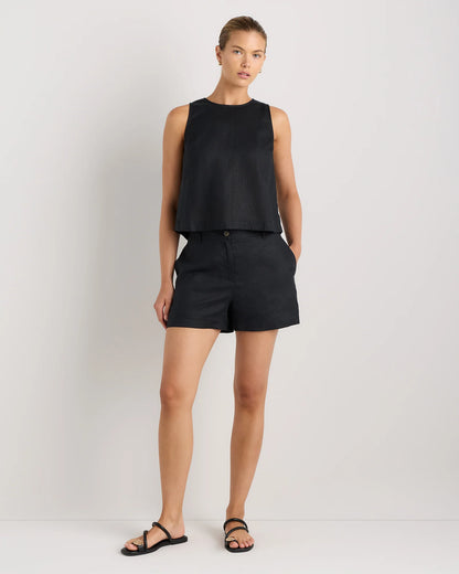 100% European Linen Trouser Shorts - 0 / Bayberry Olive