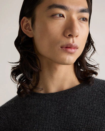 Mongolian Cashmere Waffle Sweatshirt - S / Faded Denim
