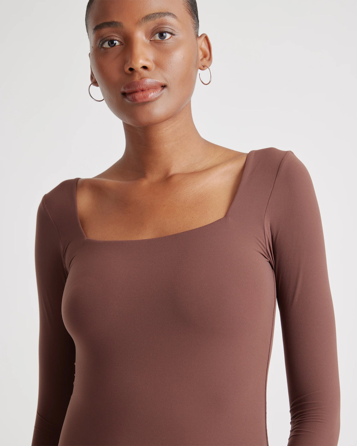 Second Skin Square Neck Long Sleeve Bodysuit - XS / Black