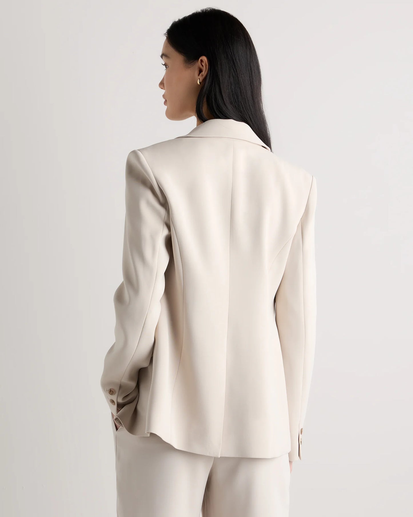 Stretch Crepe Cinched Waist Blazer - XS / Sand