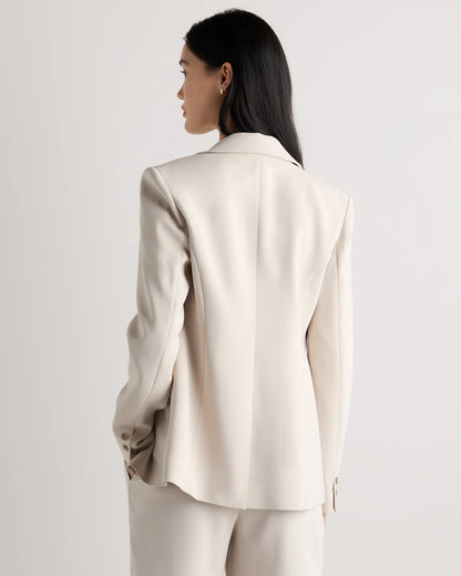 Stretch Crepe Cinched Waist Blazer - XS / Sand