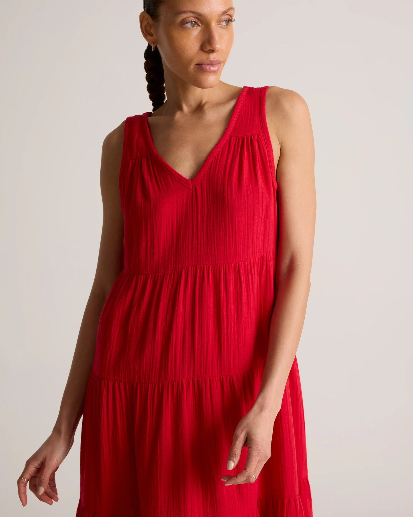 100% Organic Cotton Gauze Tiered Maxi Dress - XS / Indigo Blue
