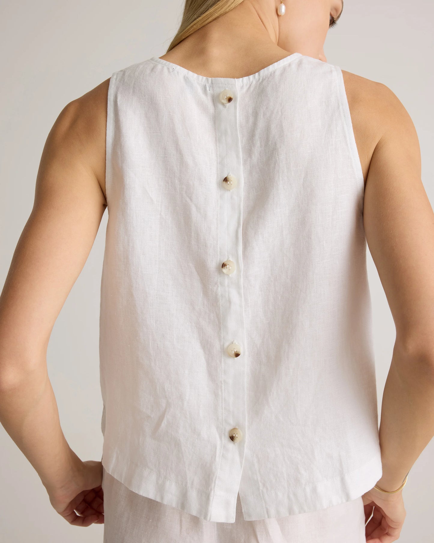 100% European Linen Cropped Tank - XS / Taupe Brown Gingham