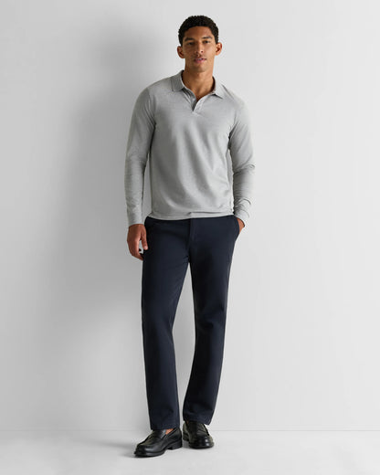 Organic Cotton Long Sleeve Pique Polo - S / Black