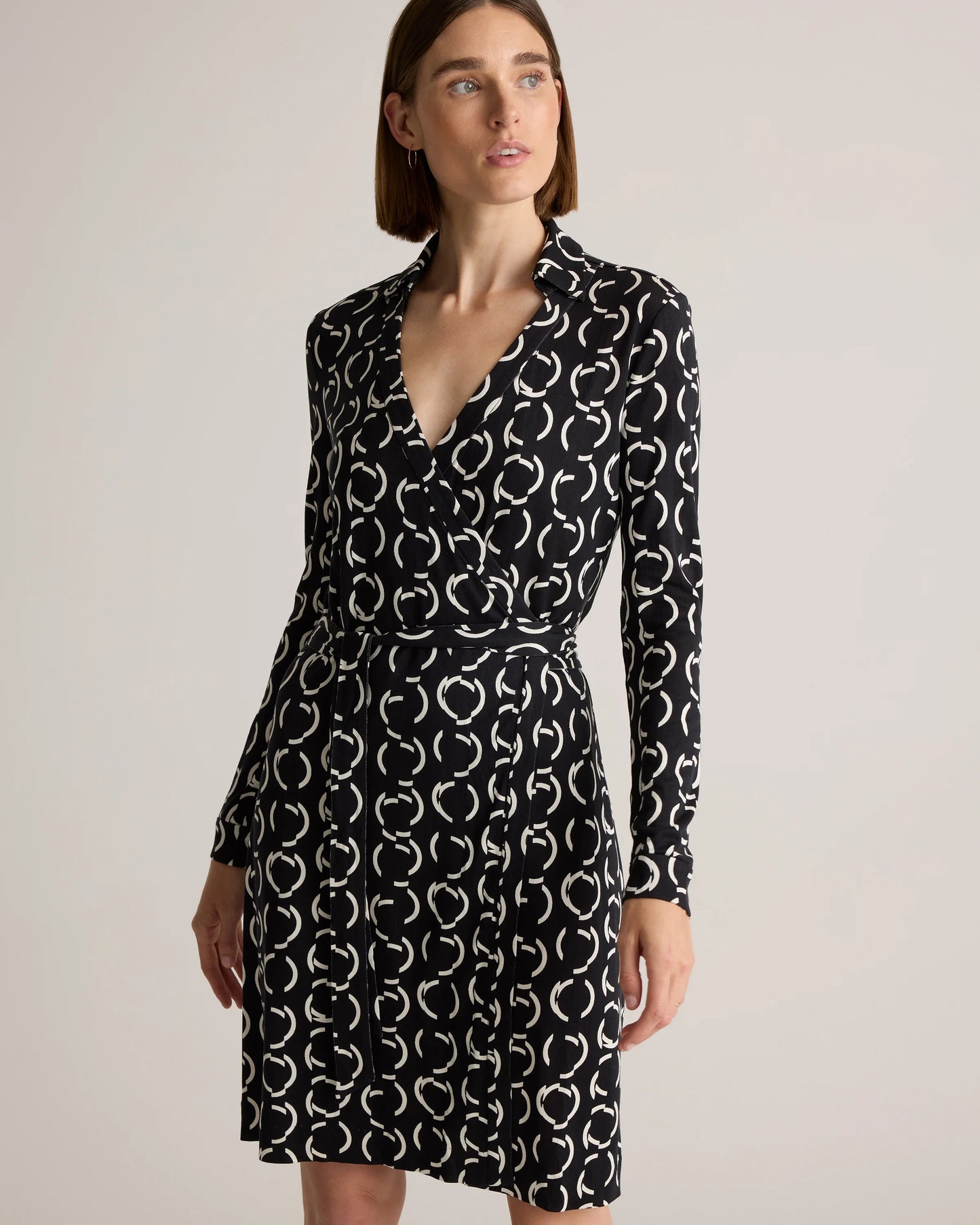 100% Silk Jersey Mini Wrap Dress - XS / Evergreen