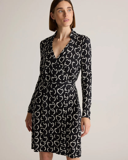 100% Silk Jersey Mini Wrap Dress - XS / Evergreen