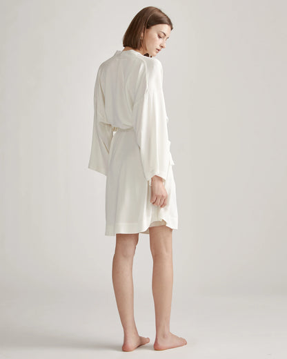 100% Washable Silk Robe - XS / Indigo