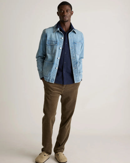 Organic Cotton Stretch Textured Twill Shirt - S / Navy