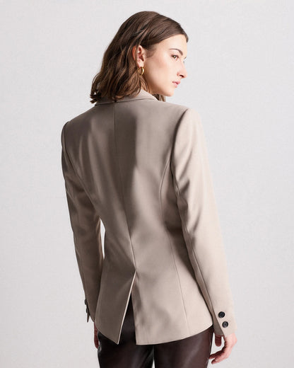 Stretch Crepe Cinched Waist Blazer - XS / Sand
