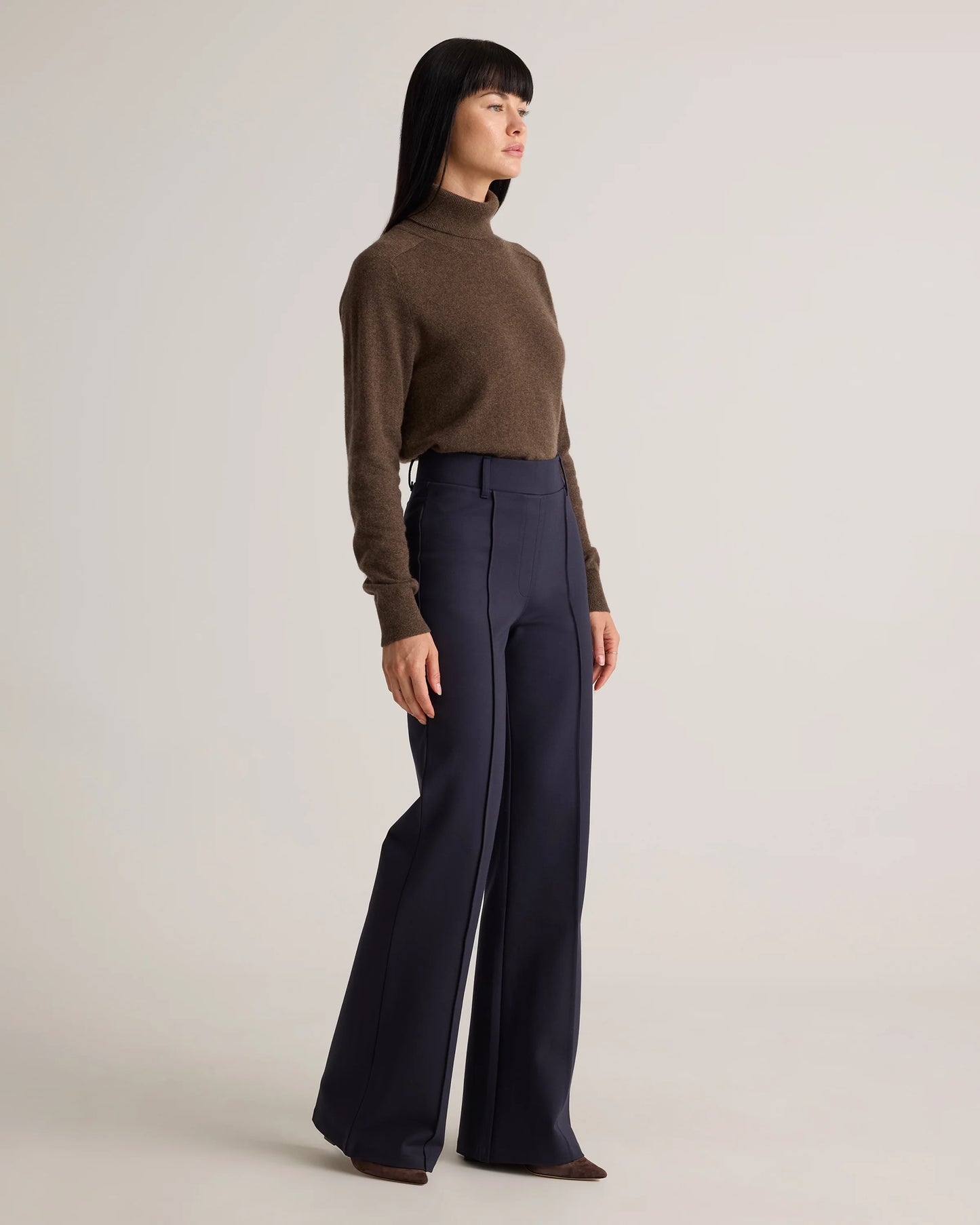 Ultra-Stretch Ponte Flare Leg Pants - XS / Espresso