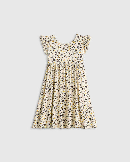 Bamboo Short Sleeve Flutter Twirl Dress - 2T / Starfish Pool