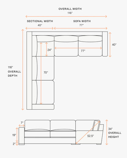 Stillman L Sectional in Leather - 116x116 / Auburn
