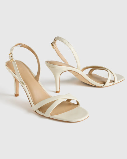 Italian Leather 75mm Slingback Heeled Sandal - 5 / Black