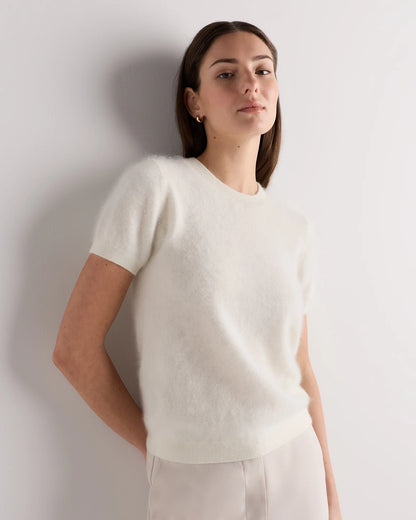 Women's Brushed Cashmere Tee - XS / Ivory