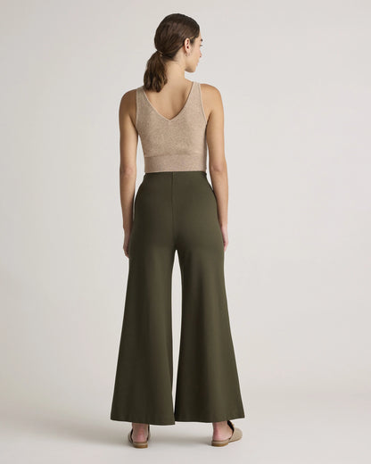 Ultra-Stretch Ponte Super Wide Leg Ankle Pants - XS / Olive