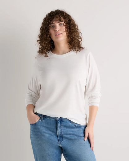 Cotton Modal Long Sleeve Tee - 1X / Black