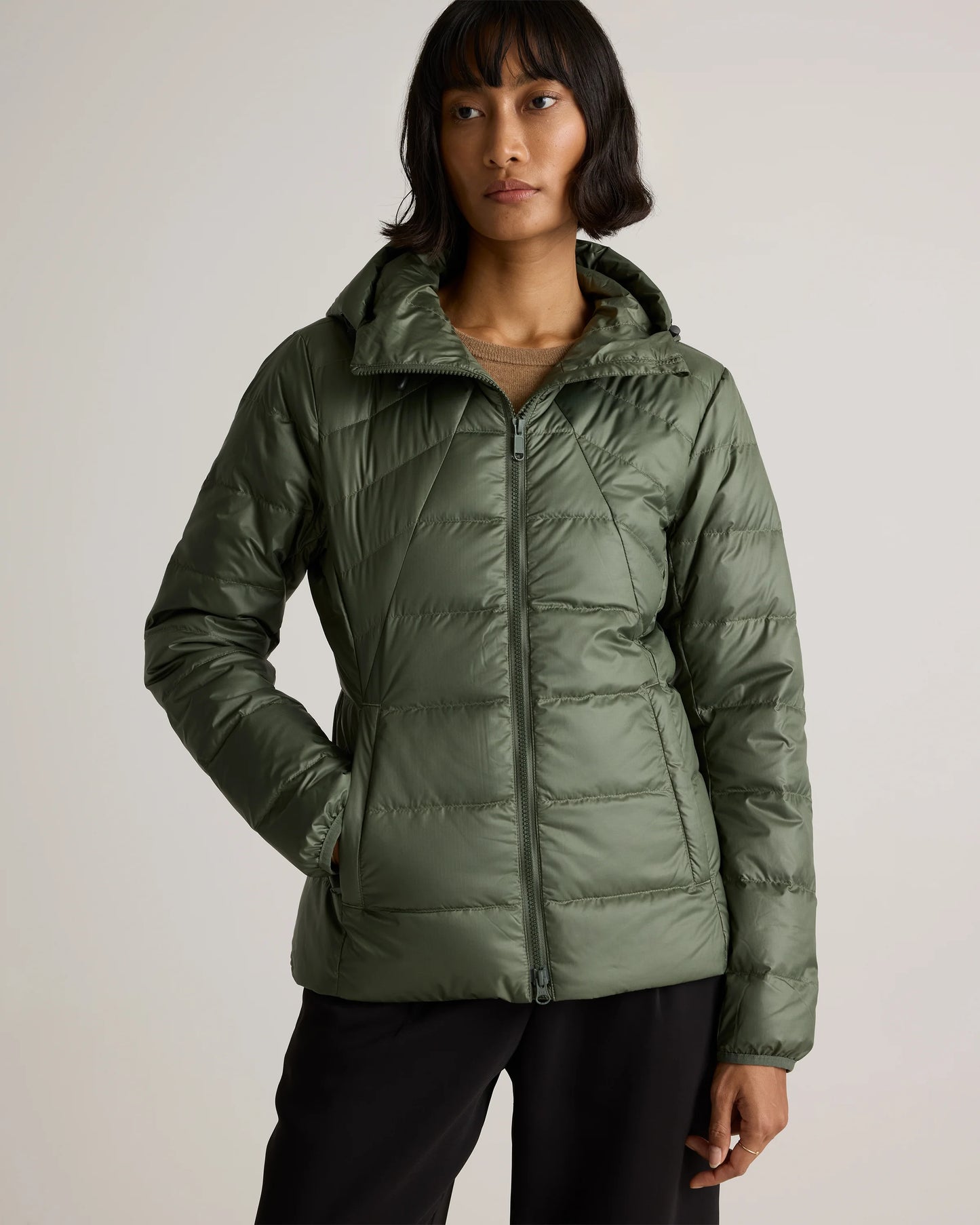 Lightweight Down Packable Puffer Hooded Jacket - XS / Navy