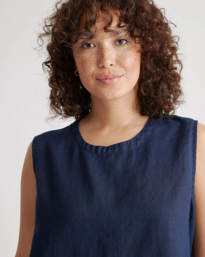 100% European Linen Tank - XS / Black