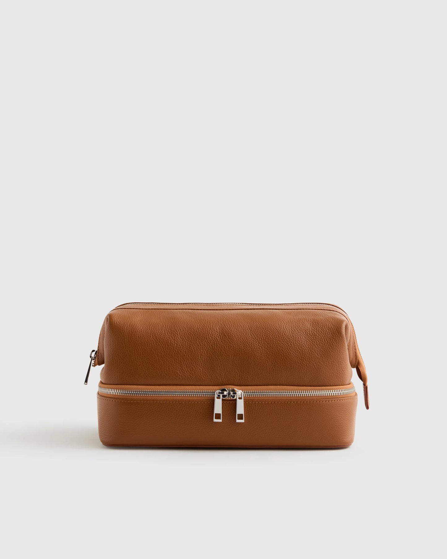 Italian Leather Dual Compartment Toiletry Bag - One Size / Ruby Red