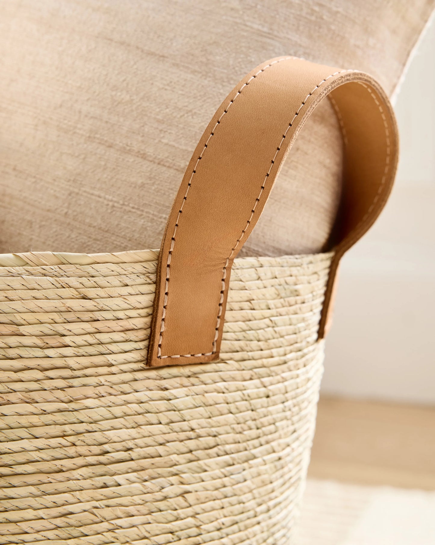Handwoven Round Palm Baskets (Set of 2) - Medium / Natural
