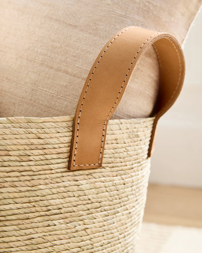Handwoven Round Palm Baskets (Set of 3) - Set of 3 / Natural