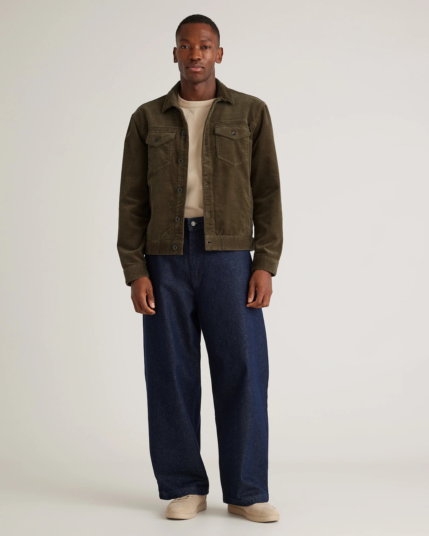 Organic Stretch Corduroy Trucker Jacket - S / Seaweed