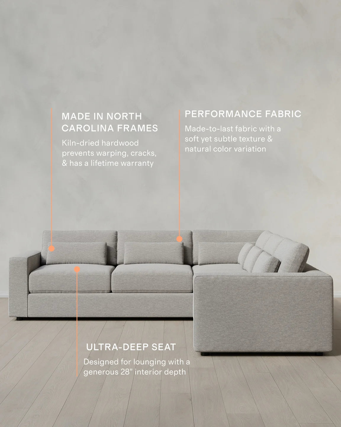 Ashford Deep Seat L Sectional in Performance Basketweave - 119x119 / Fog