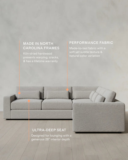 Ashford Deep Seat L Sectional in Performance Basketweave - 119x119 / Fog