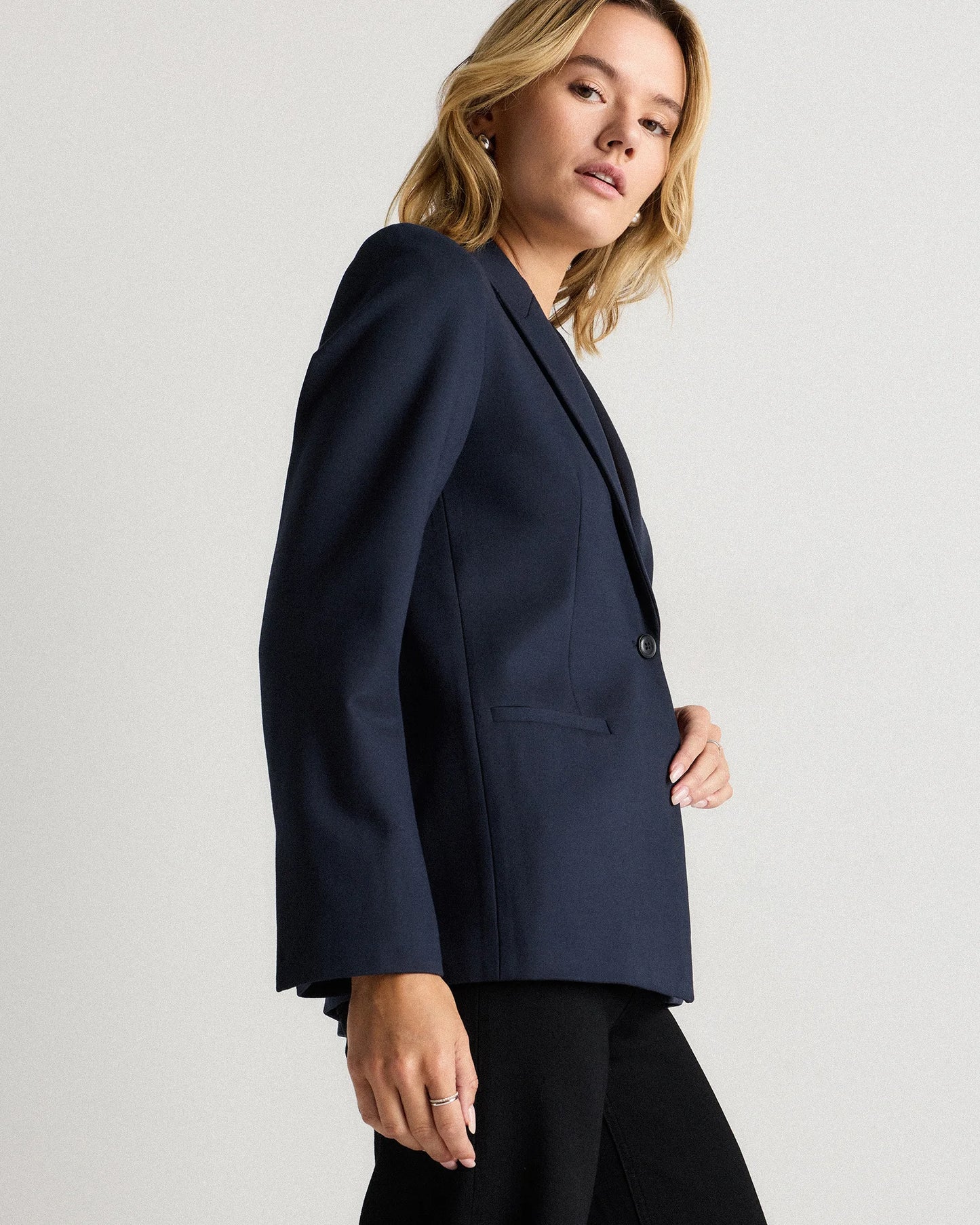 Ultra-Stretch Ponte Single-Breasted Blazer - XS / Espresso