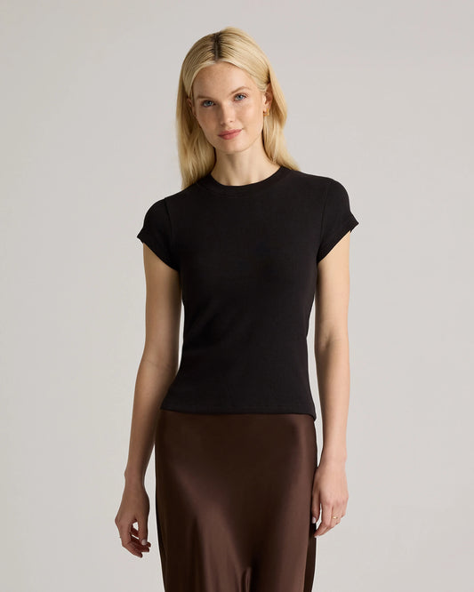 Organic Cotton Micro-Rib Crewneck Tee (3-Pack) - XS / Black