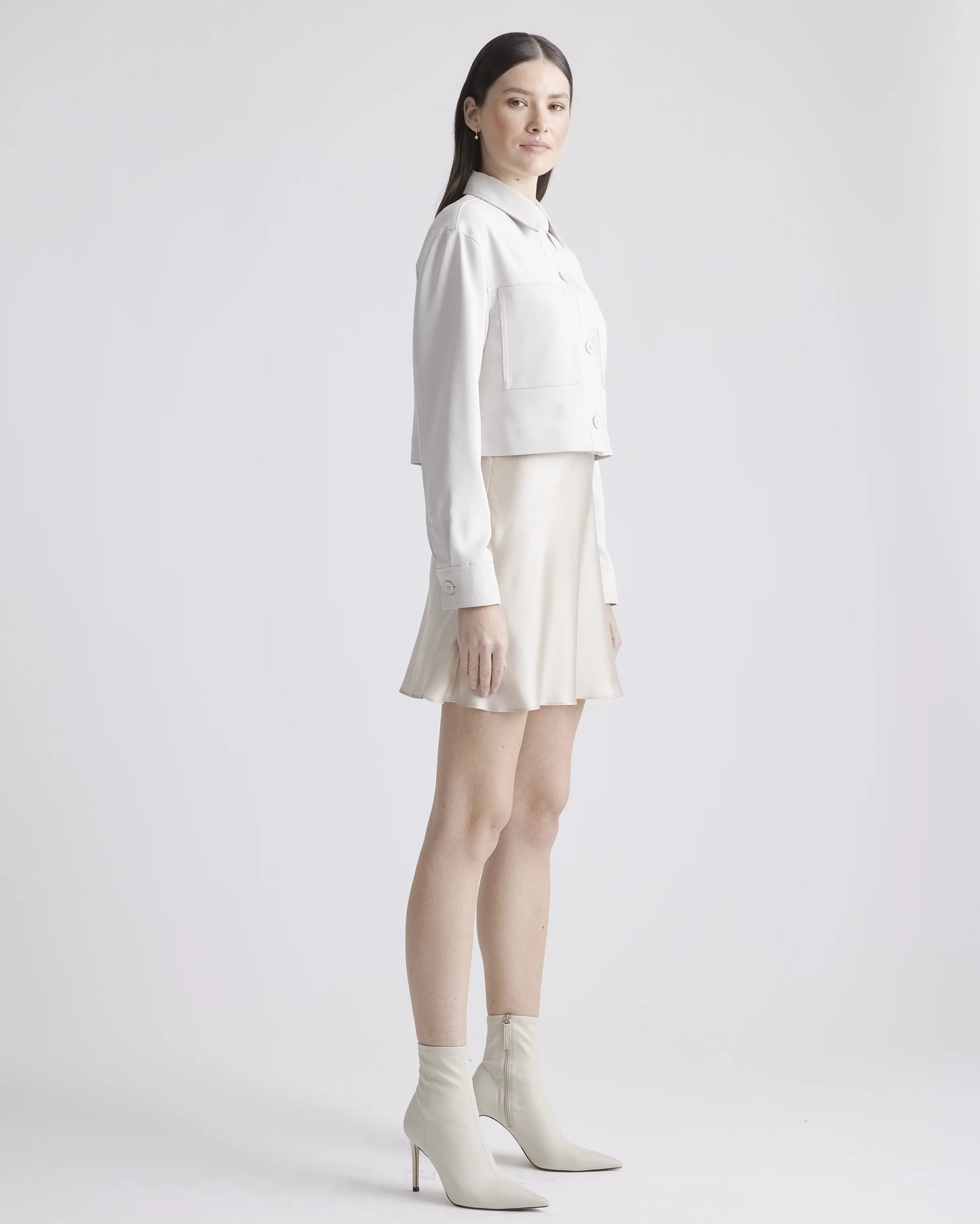 Stretch Crepe Cropped Jacket - XS / Morel