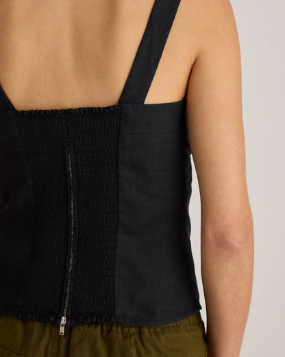 100% European Linen Fitted Tank - XS / Moonstone Blue