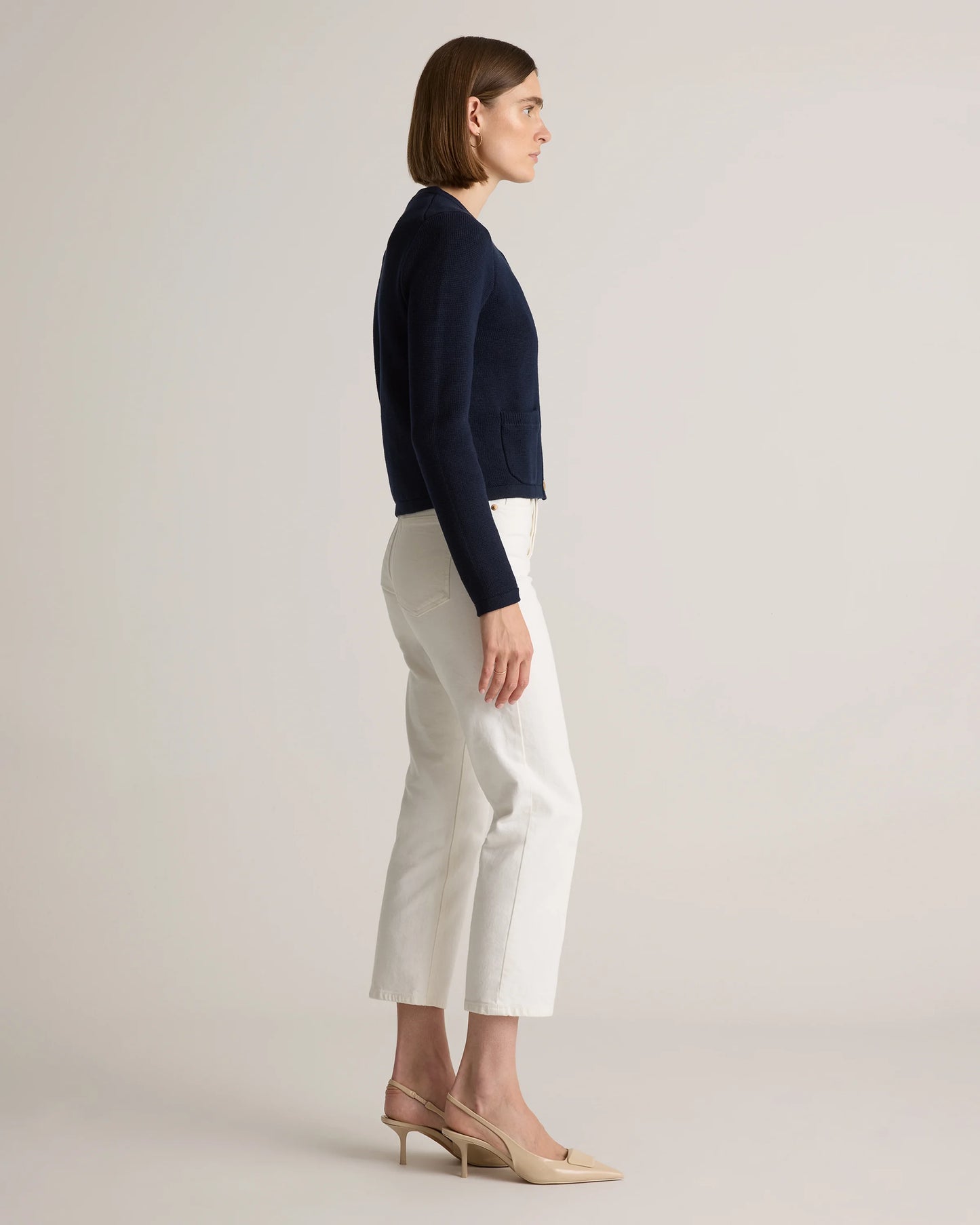 100% Organic Cotton Sweater Jacket - XS / Black/Ivory Colorblock