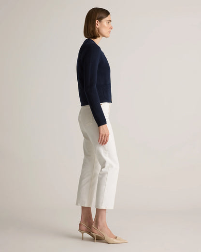 100% Organic Cotton Sweater Jacket - XS / Black/Ivory Colorblock