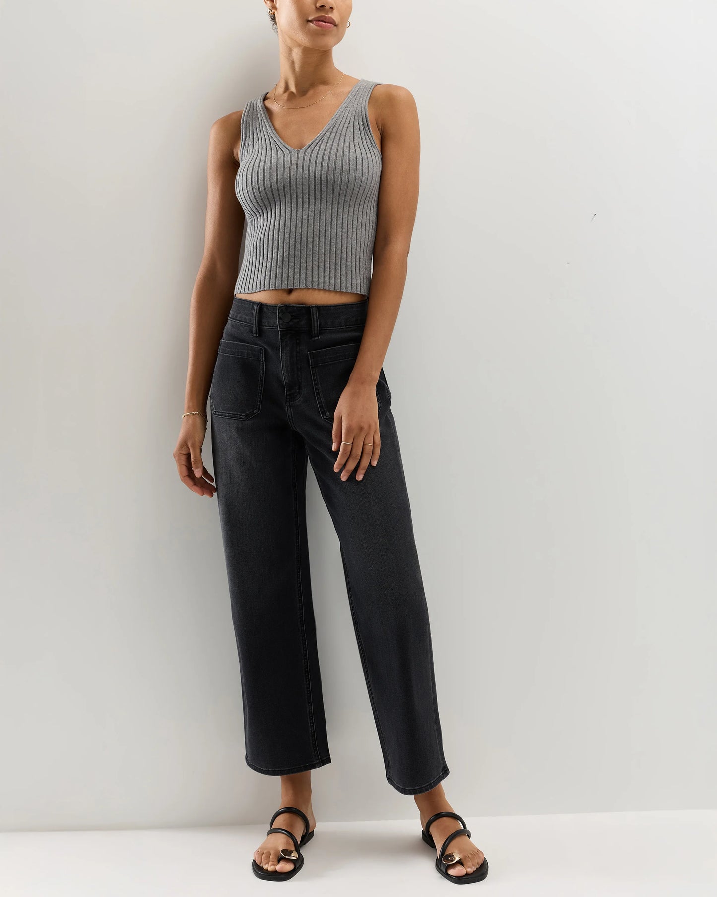 Bella Stretch Patch Pocket Wide Leg Jeans - 24 / Deep Sea Blue