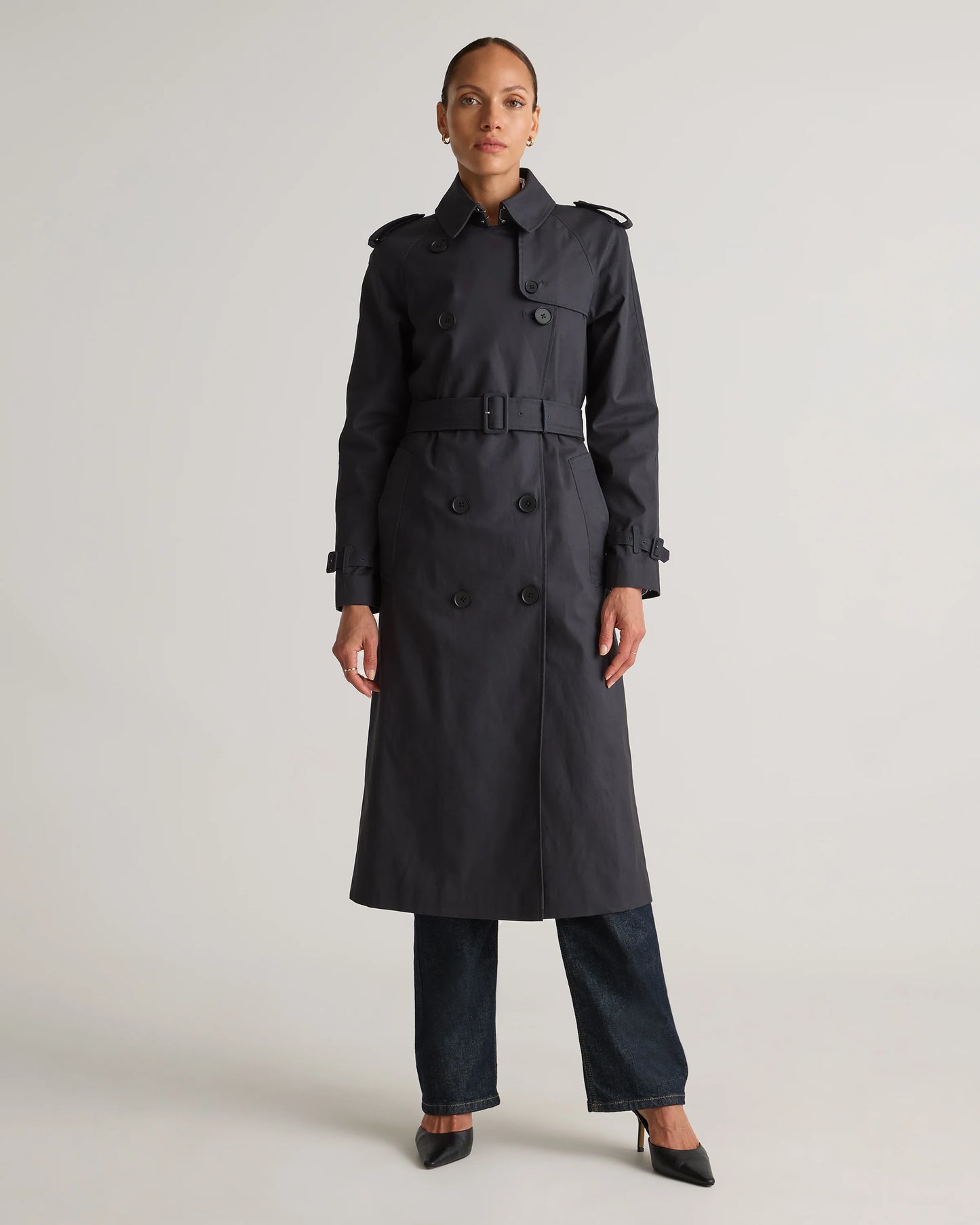 Comfort Stretch Long Trench Coat - XS / Dark Khaki