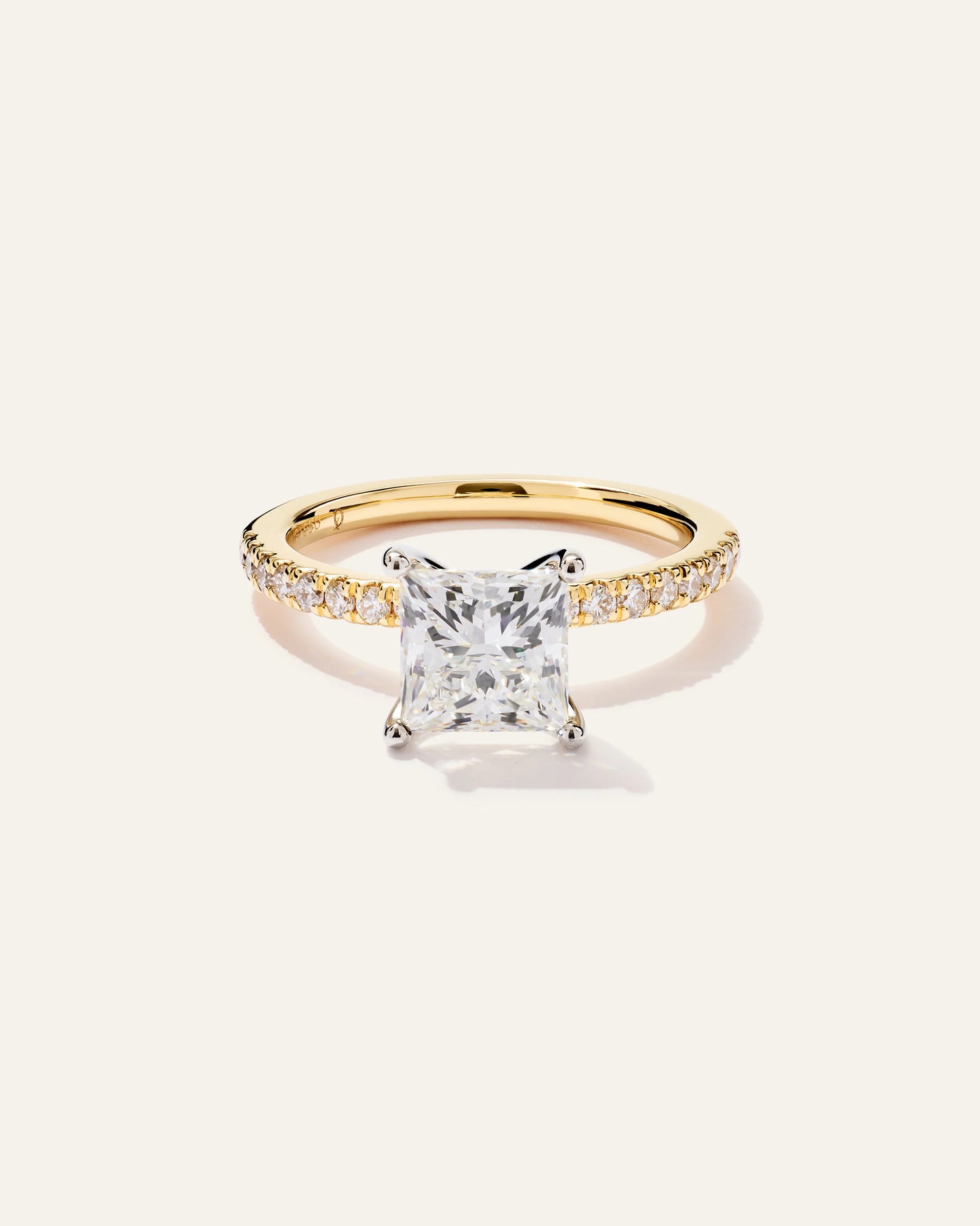 Lab Grown Diamond Princess Petite Pave Engagement Ring - 1.5ct - 4 / Yellow Gold