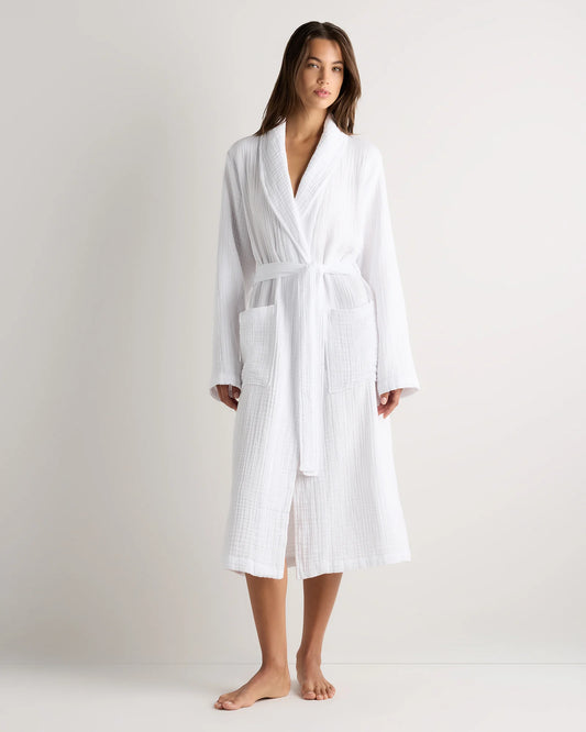 Soft Layered Turkish Cotton Robe - XS / White