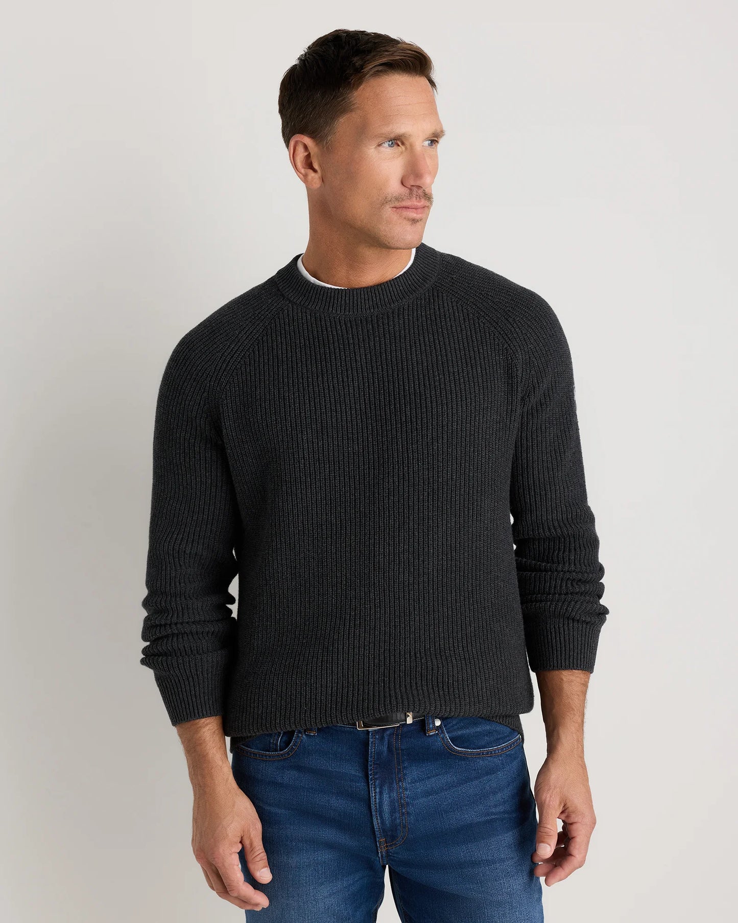 100% Organic Cotton Ribbed Crewneck Sweater - XS / Bahia Blue